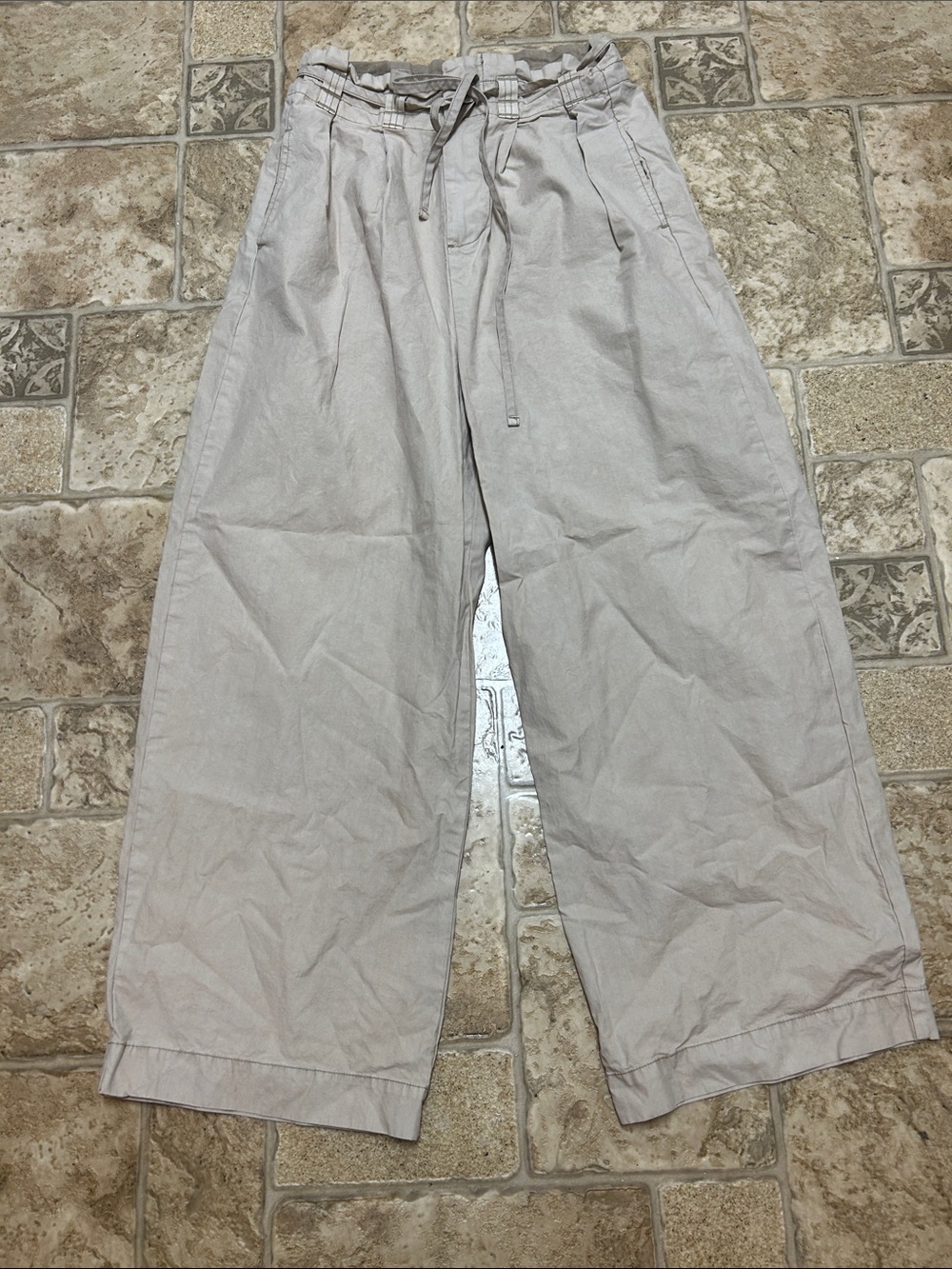 Free People Paper Bag Tie Pleated Wide-Leg pants